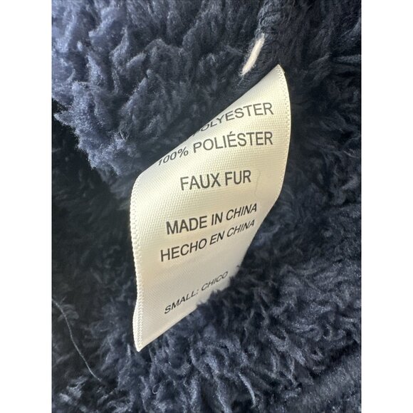 Jane & Bleecker Fuzzy Faux Fur Lounge Top Navy Blue Women's Size Small NWT - Picture 7 of 7